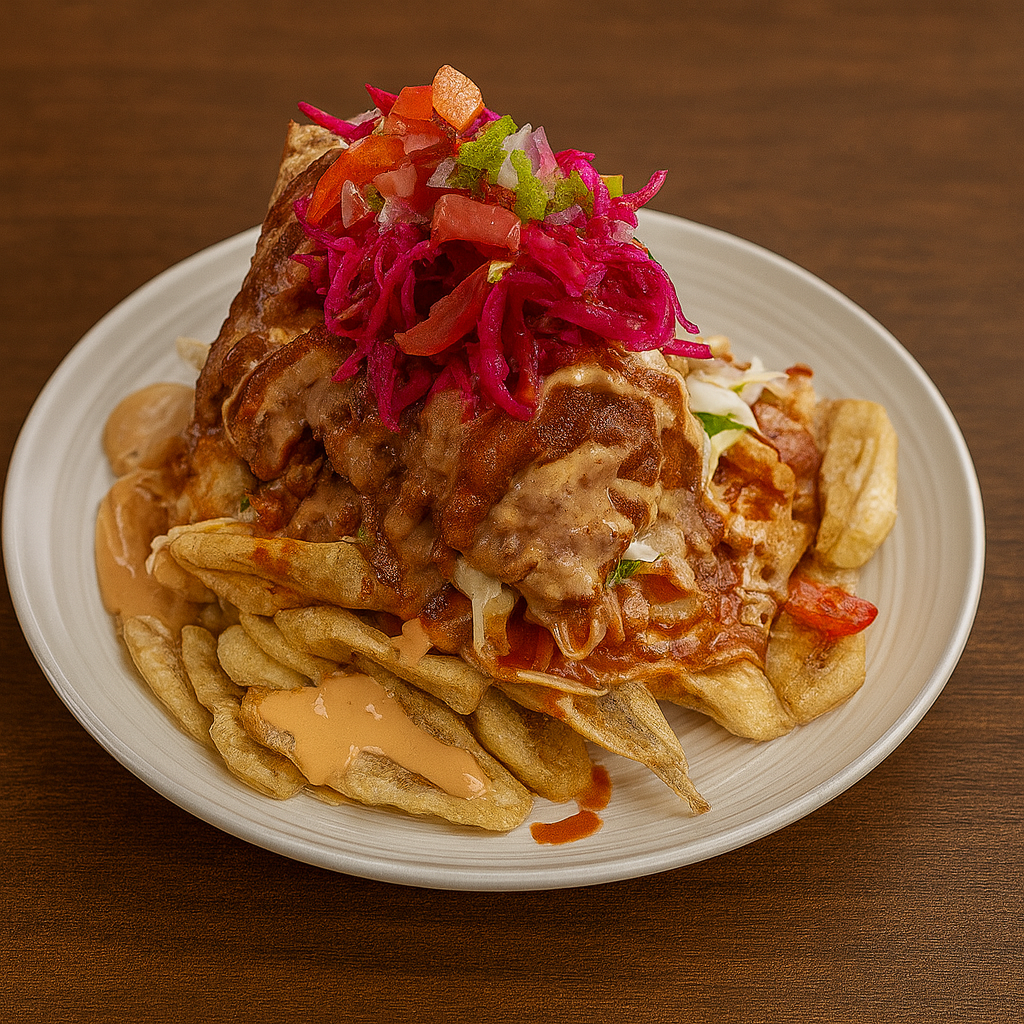 pollo frito con tajadas