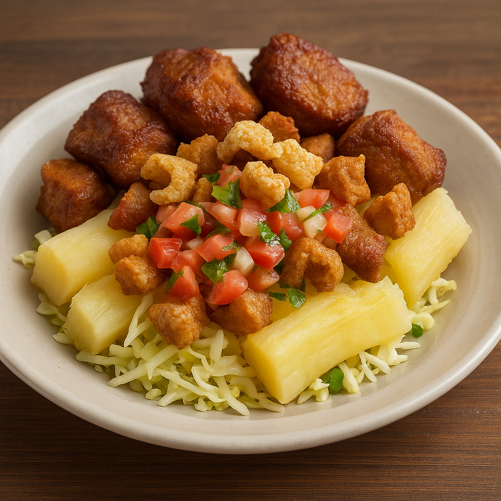 yuca con chicarron